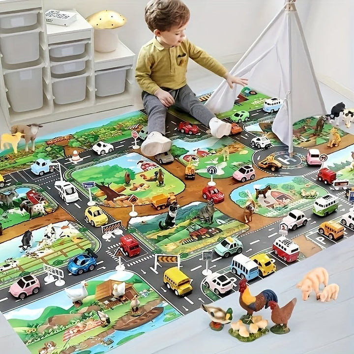 Kids' Play Mat with Farm and Traffic Theme - DuoPlay