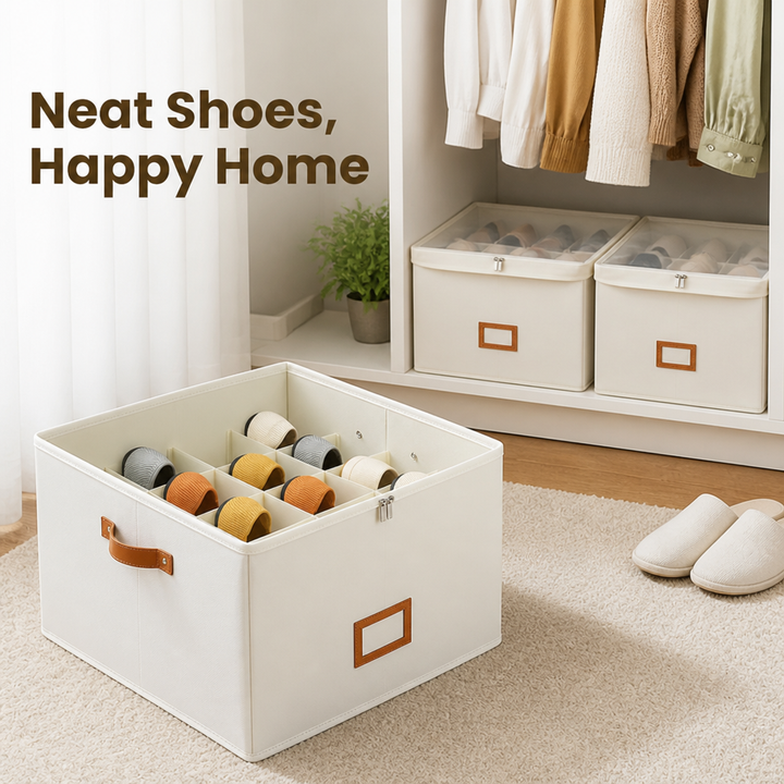 Foldable Shoe Organizer — Breathable, Space-Saving Wardrobe Storage