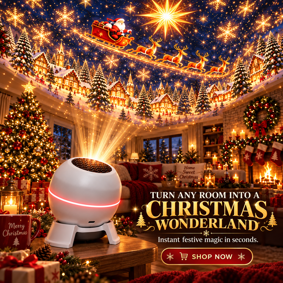Christmas Light Projector with Moving Star Patterns, USB-Powered, White
