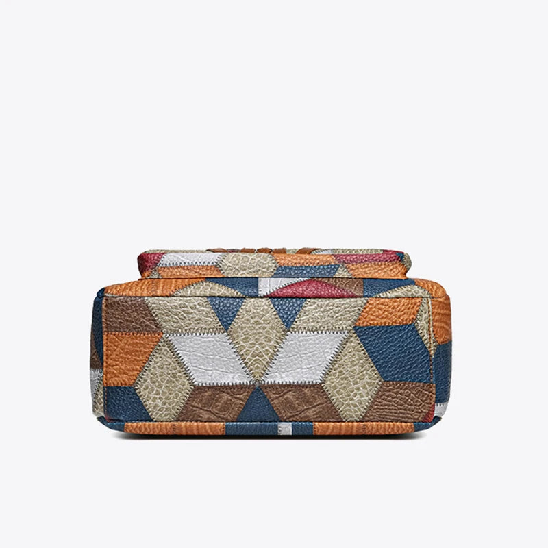 Everyday Patchwork Bag with Faux Leather Inserts.