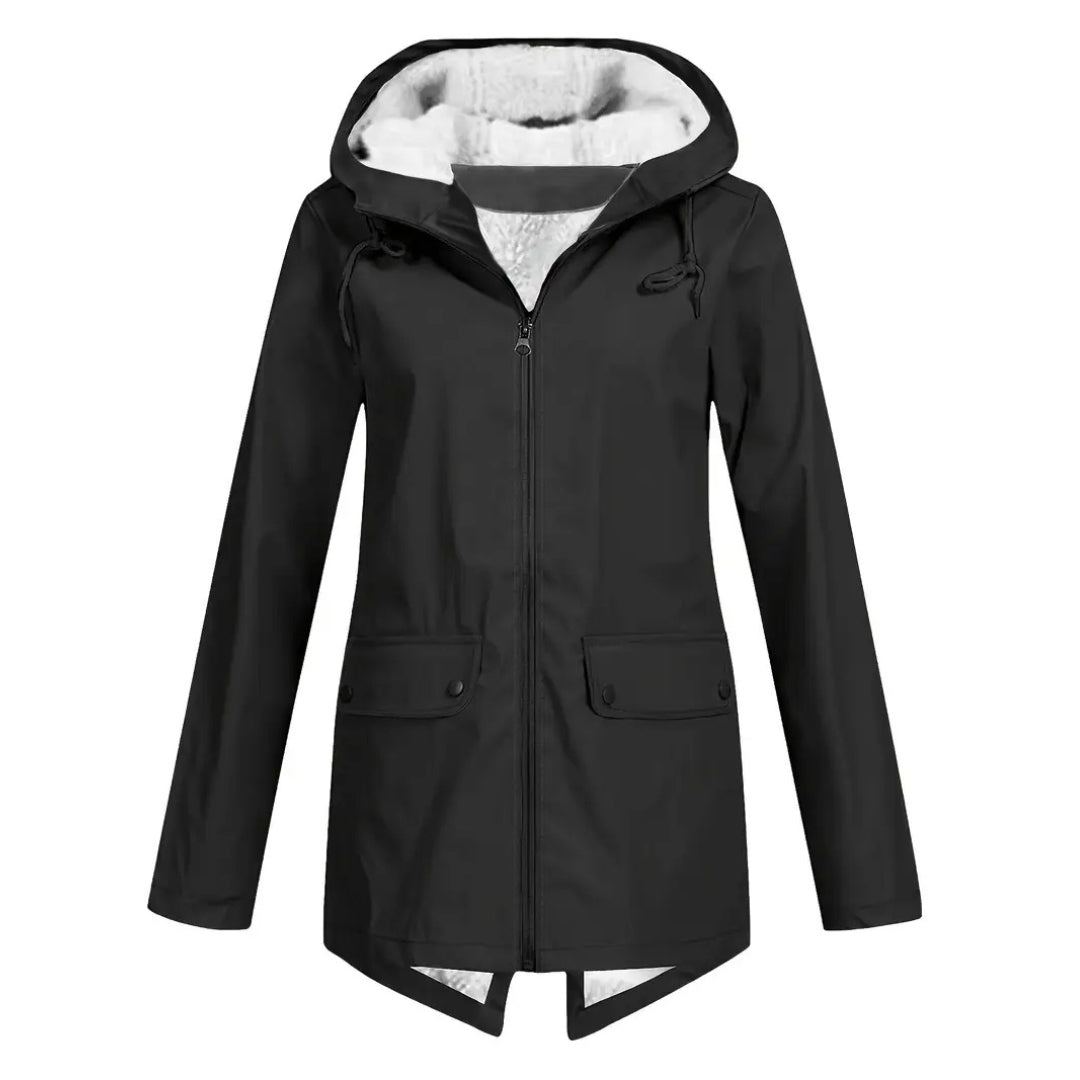Waterproof Women's Coat – Fleece-Lined – with Hood