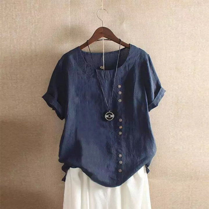 Retro Plus Size Casual Loose CottonAnd LinenShort Sleeves