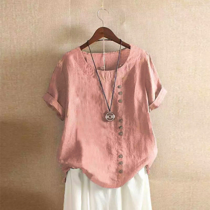 Retro Plus Size Casual Loose CottonAnd LinenShort Sleeves