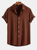 Men's linen-blend shirt with short sleeves, button placket and relaxed fit.