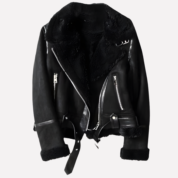 Women’s Jacket with Plush Inner Layer and Belt Hem