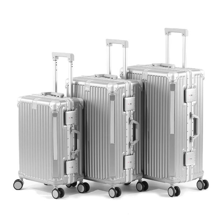 Hard-shell suitcase with aluminum frame