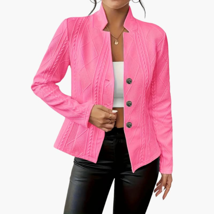 Women’s Blazer with Lapel Collar and Button Closure