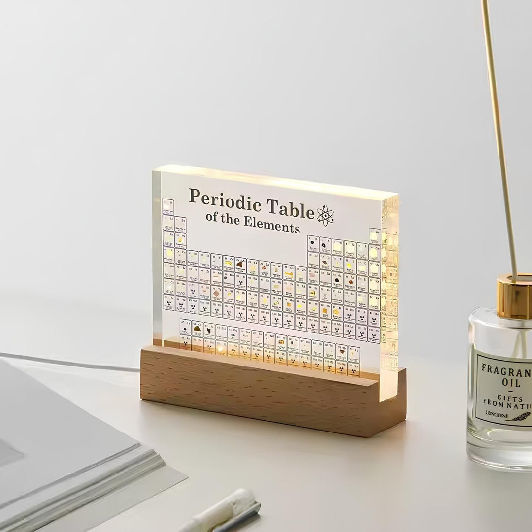 Illuminated Periodic Table with Real Elements - Elementa