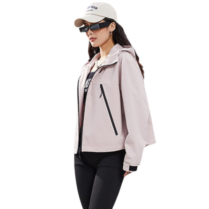 Women's Rain Jacket, Waterproof and Breathable – Short – with Adjustable Hem