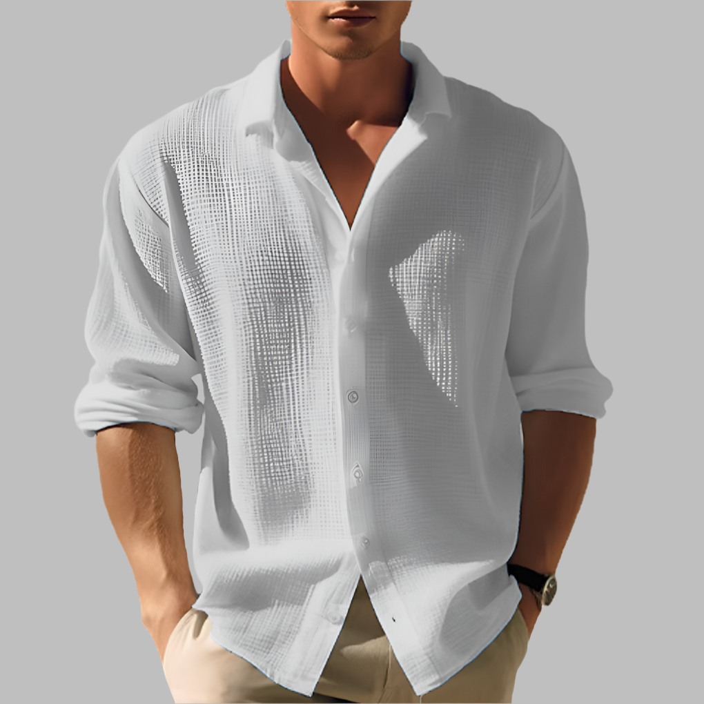 Lightweight Men’s Solid Color Cotton Linen Shirt