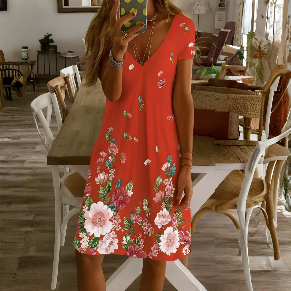 Women’s V‑Neck Short‑Sleeve Dress