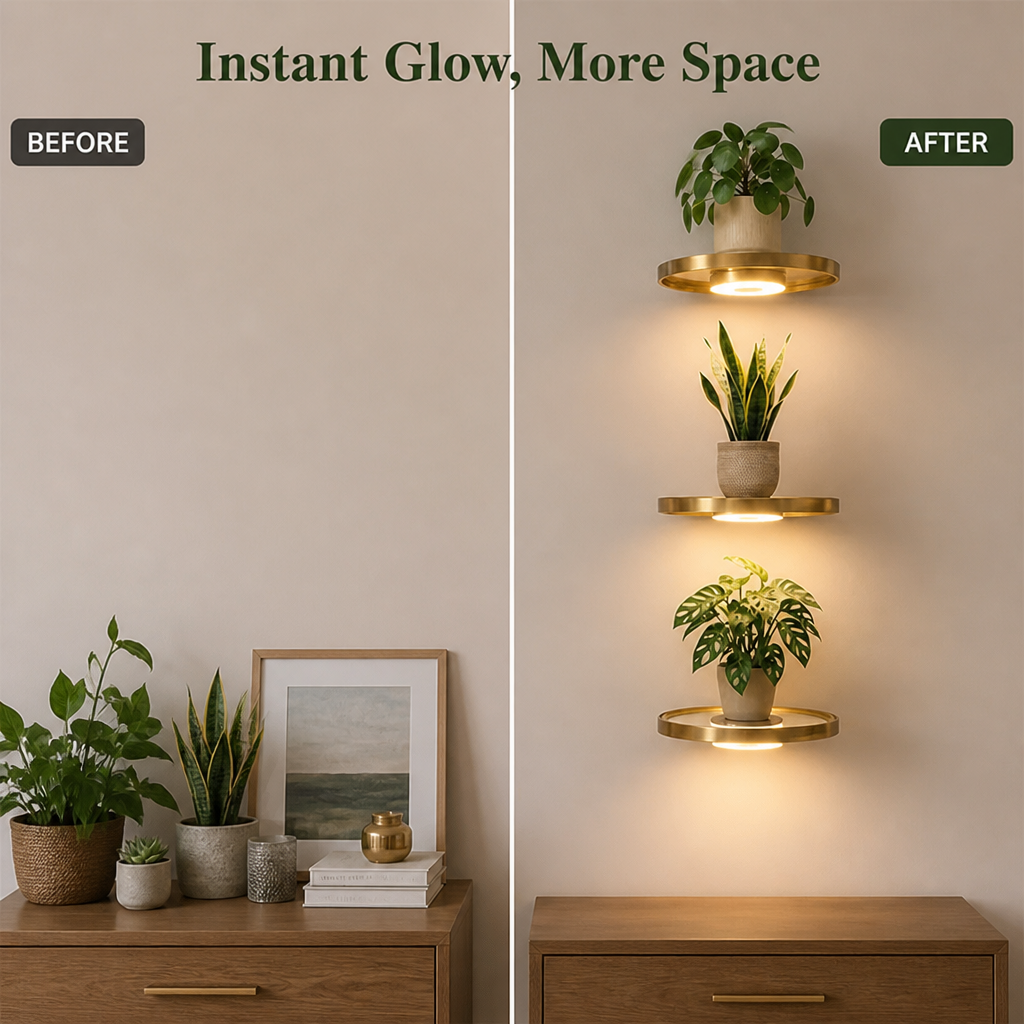 Glow Wall Shelf – Floating LED Display for a Cozy, Tidy Look