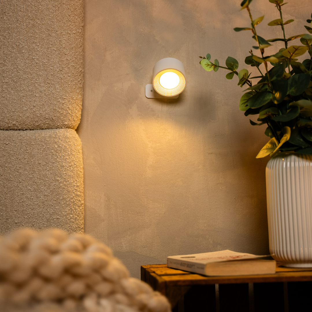 Cordless LED Wall Light with 360° Rotating Head, Touch Dimmer, 3 Colors