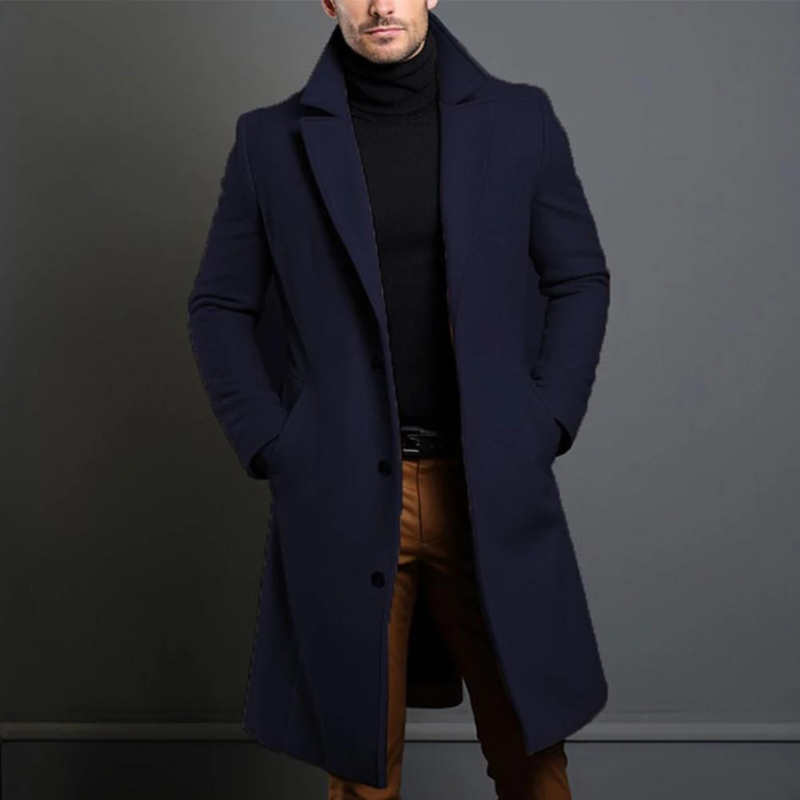 Men's wool overcoat – tailored long winter coat for work and city wear