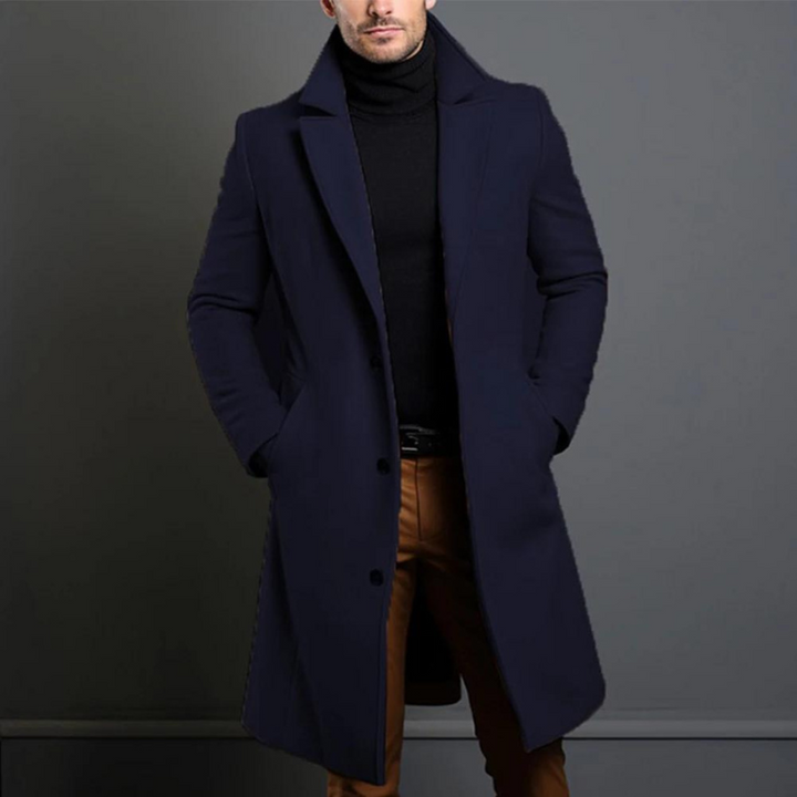 Men's wool overcoat – tailored long winter coat for work and city wear