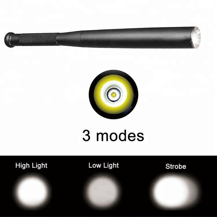 Baseball Bat-Shaped LED Flashlight | Aluminum Alloy, 3 Lighting Modes | For Emergency Use and Utility