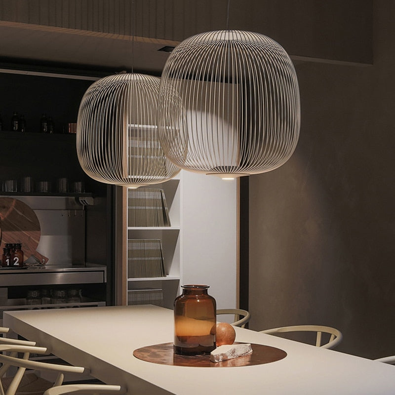 Iron Pendant Light with Spoke Pattern, 35 cm Width, 135 cm Drop