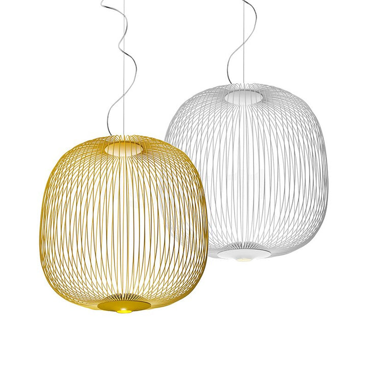 Iron Pendant Light with Spoke Pattern, 35 cm Width, 135 cm Drop