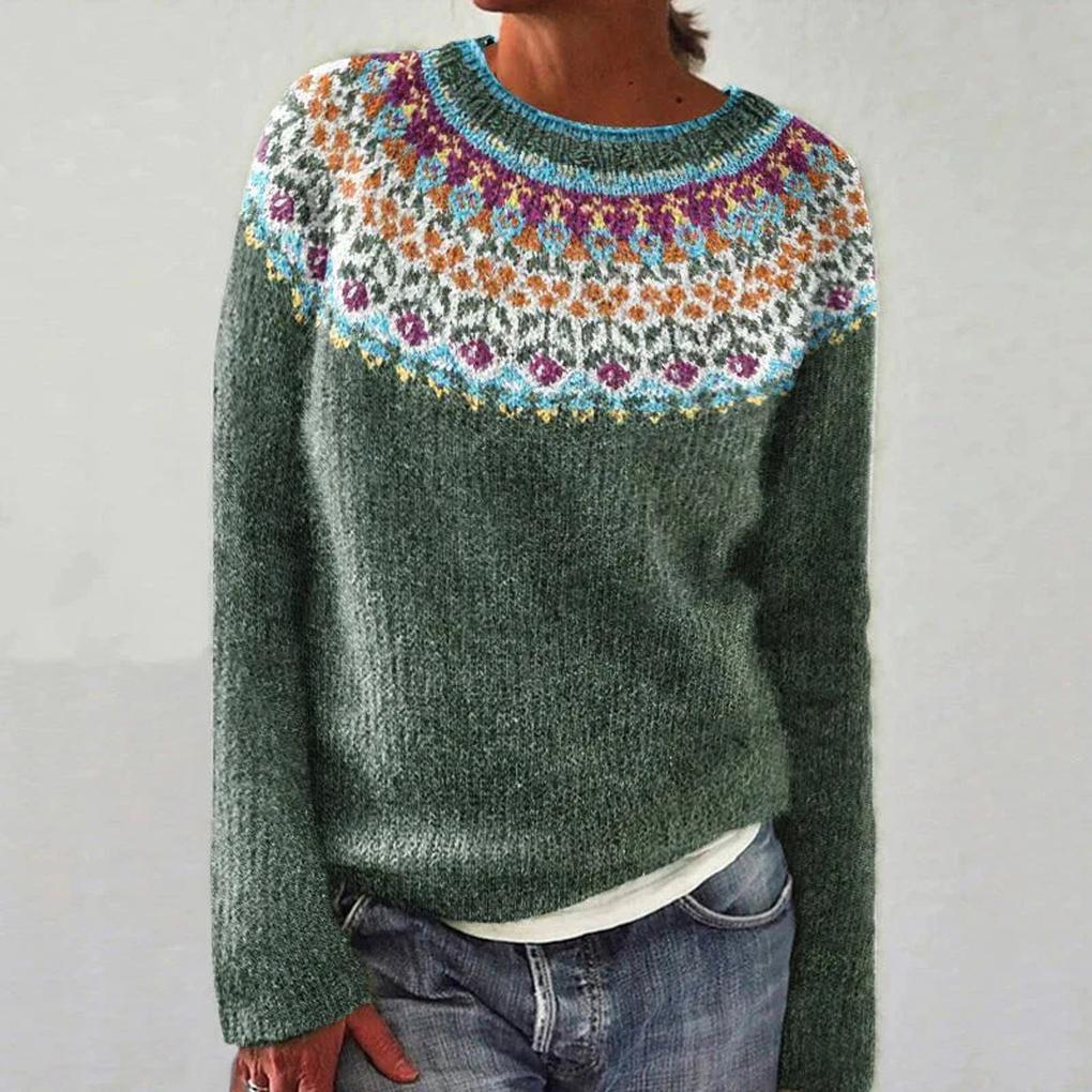 Women’s Floral-Pattern Sweater – Bright Accent for Your Fall & Winter Looks