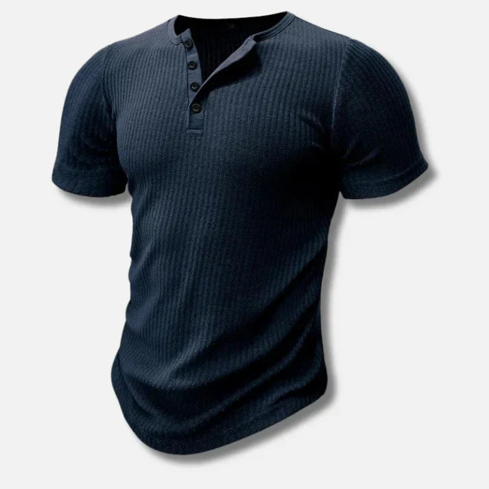 Slim-Fit Henley T-Shirt for Men with Button Closure