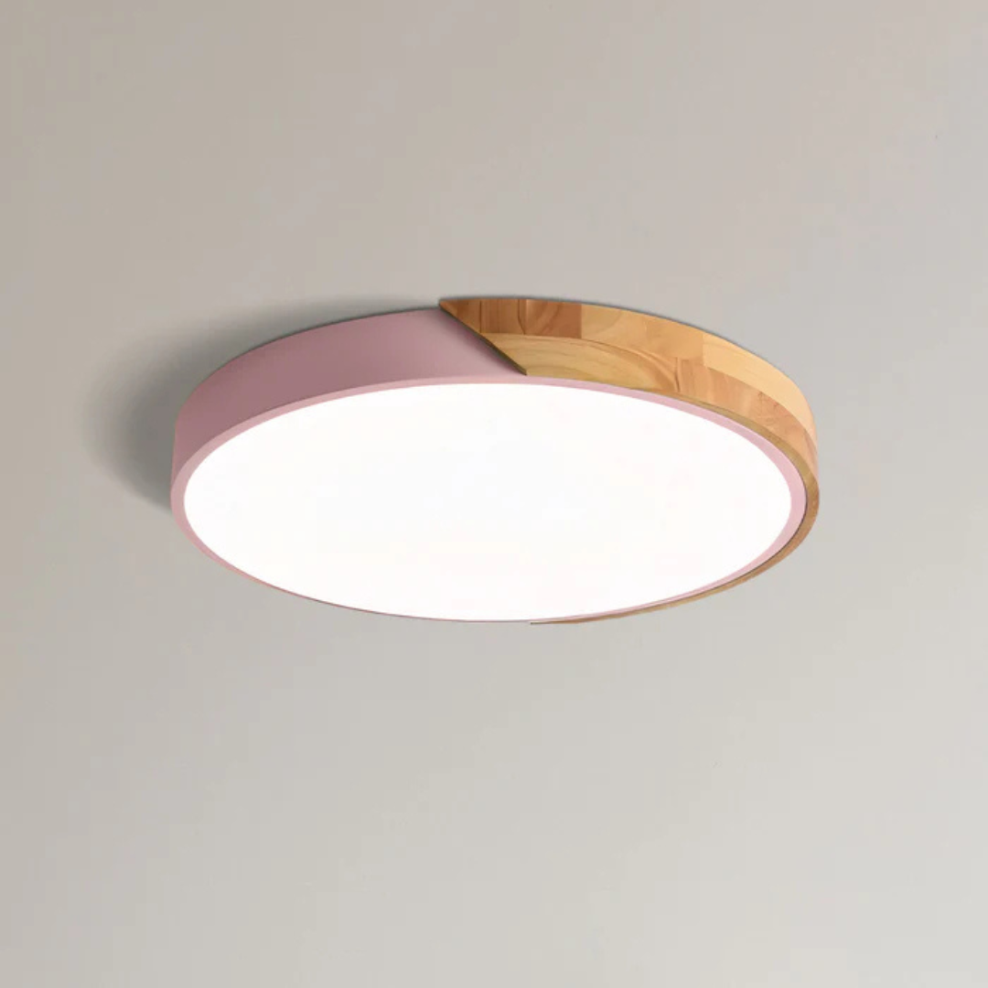 Delos Scandi Wooden Ceiling Light | Natural LED Designer Light