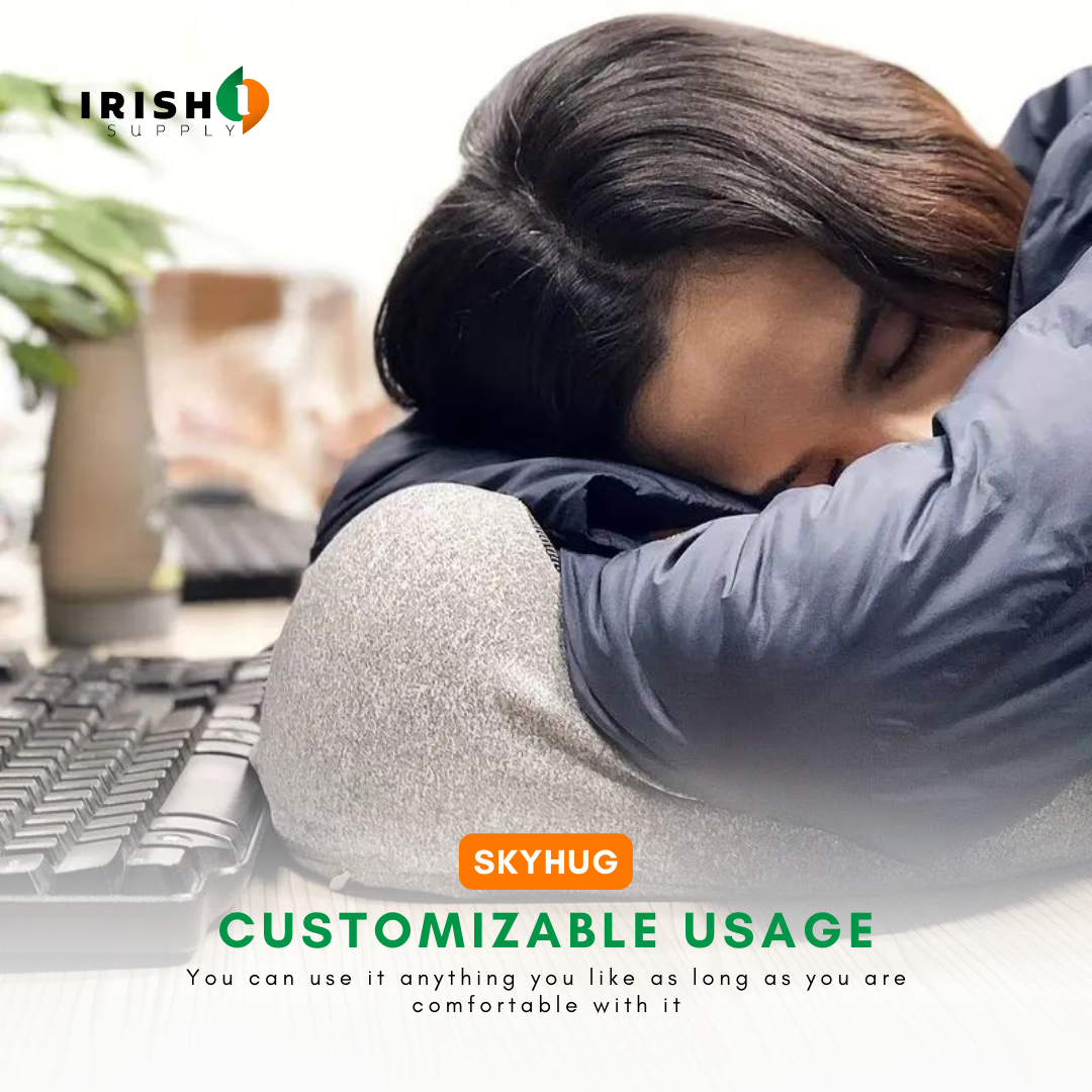 Front-support neck travel pillow with memory foam and fastener for sleeping on a plane