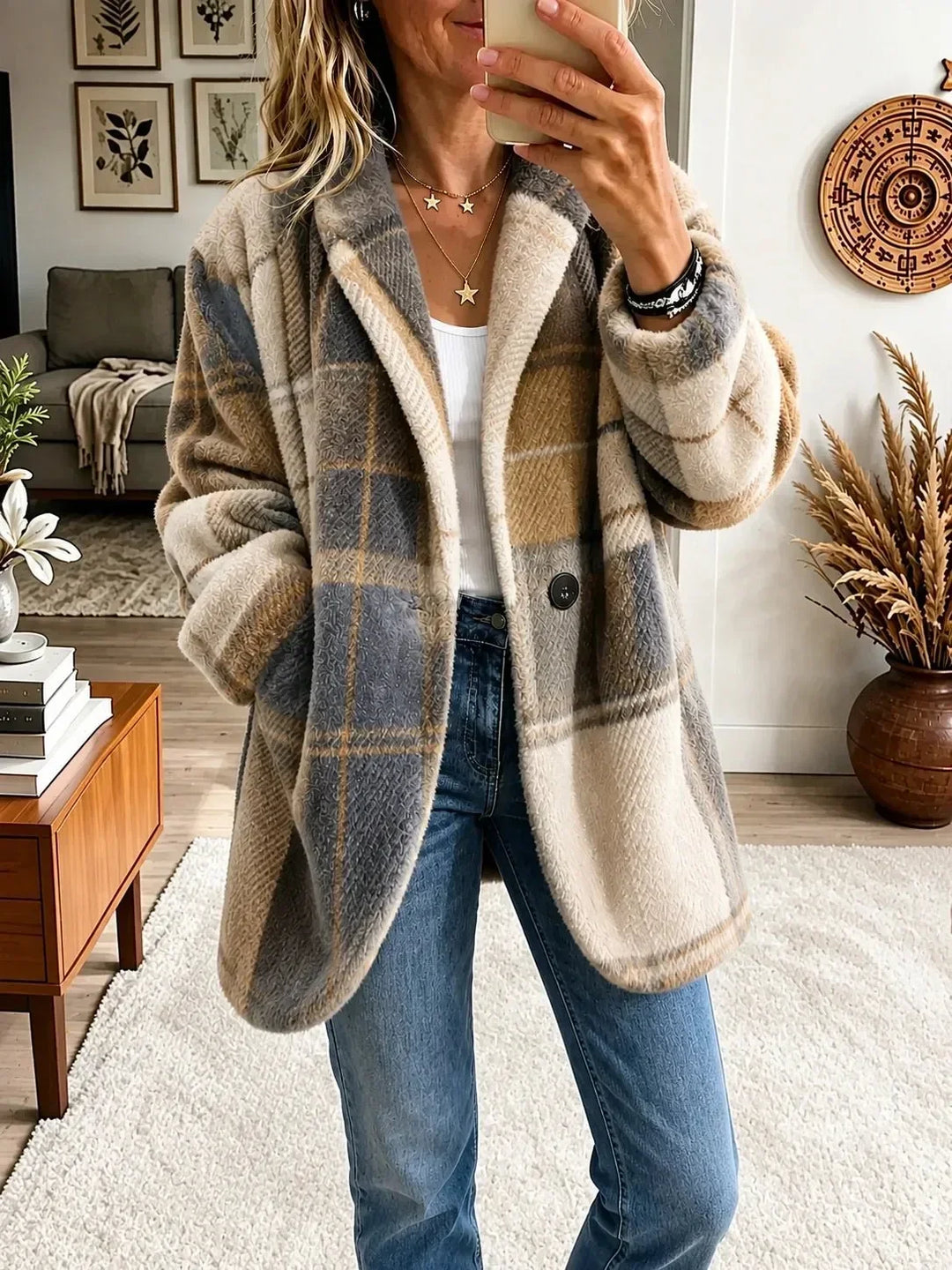 Cozy Multicolored Checked Coat