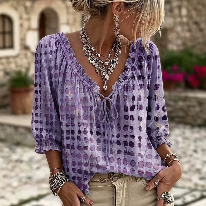 Polka-dot Ethnic-style Casual Chic Printed Shirt