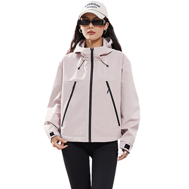 Women's Rain Jacket, Waterproof and Breathable – Short – with Adjustable Hem