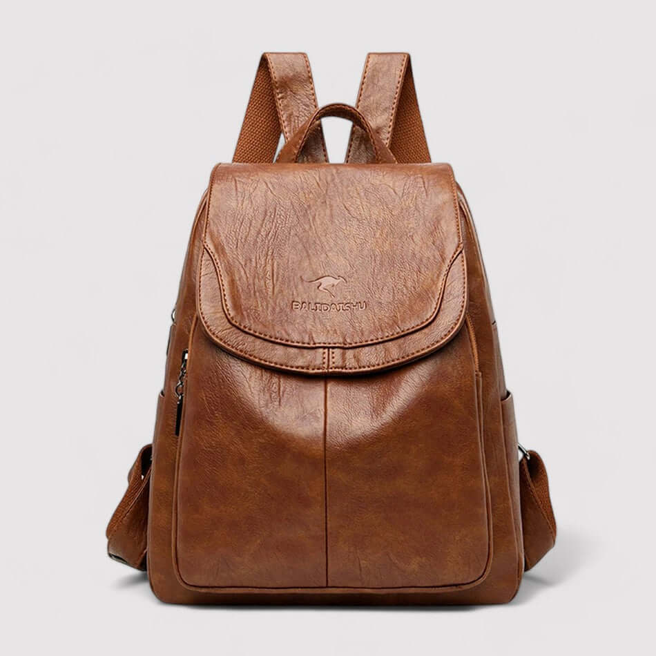 Anti-Theft Leather Backpack