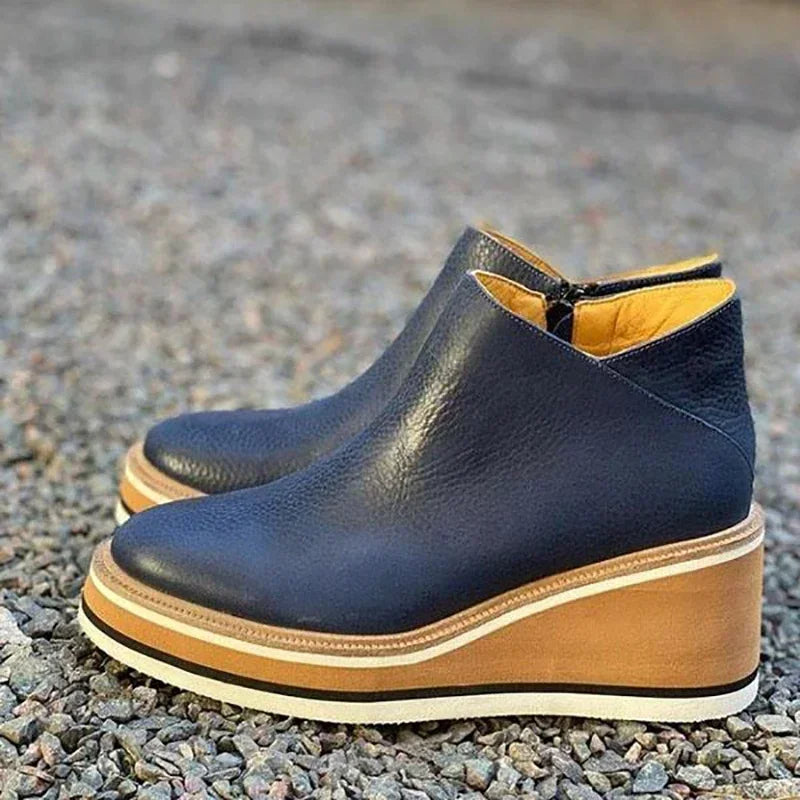 Women's Wedge Ankle Boots with Vintage Charm