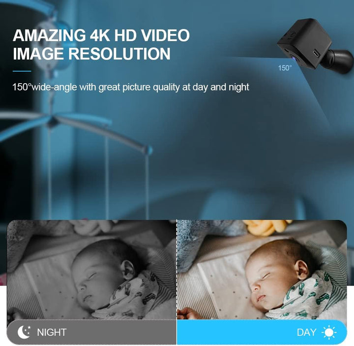 4K Mini Security Camera with Wi-Fi, Hidden Indoor Camera and Night Vision