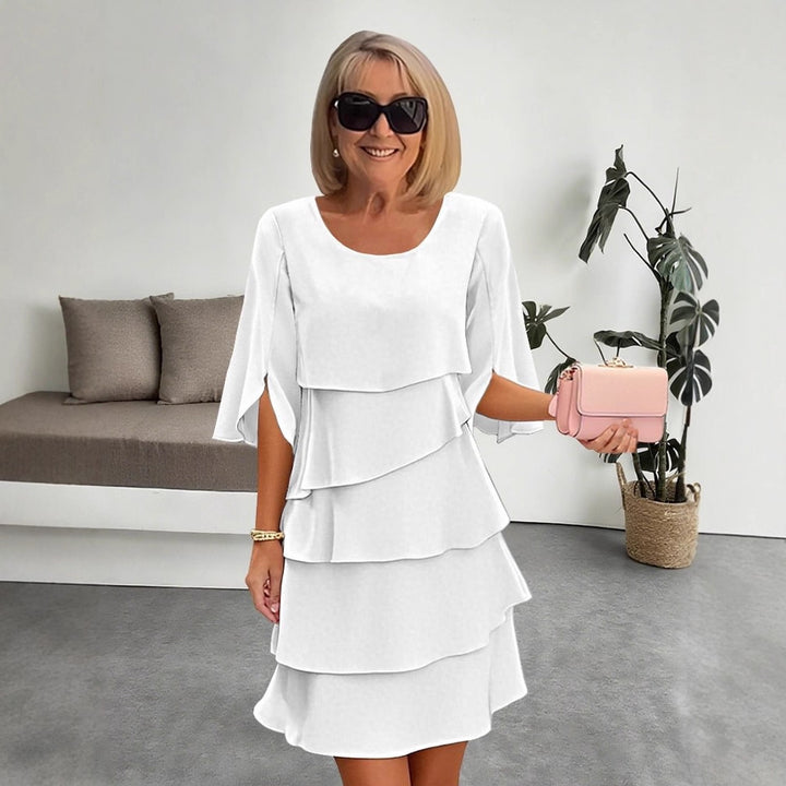 Round Neck Cake Skirt Spliced Dress Women's Clothing