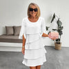Women's Round Neck Layered Ruffle Dress