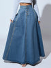 Women's Denim A-Line Skirt with Button Closure