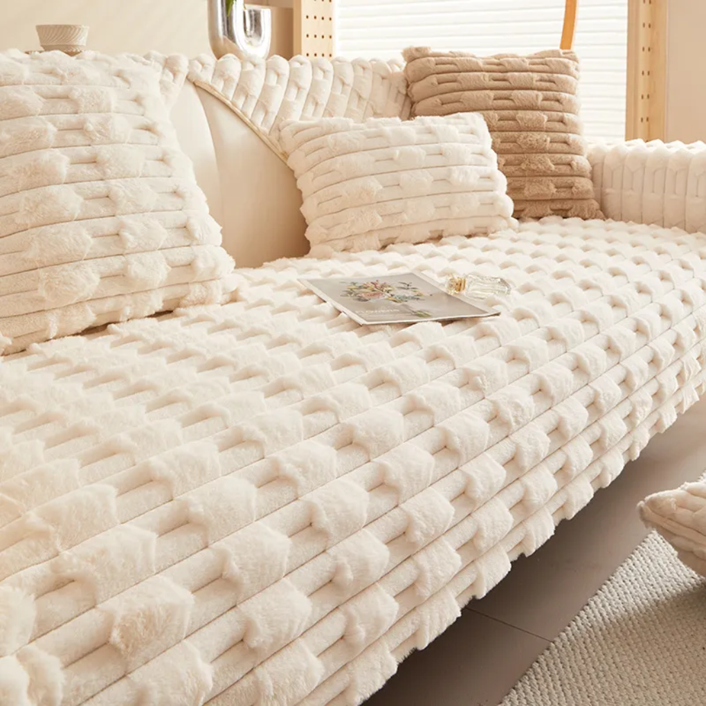 Fluffy Striped Sofa Cover