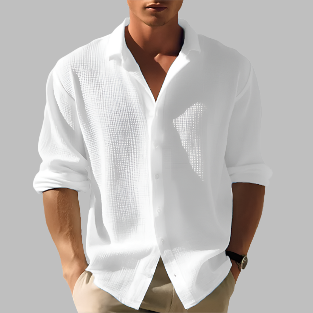 Lightweight Men’s Solid Color Cotton Linen Shirt