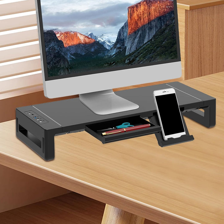 Elevation Adjustable Monitor Stand with Drawer – Stravon