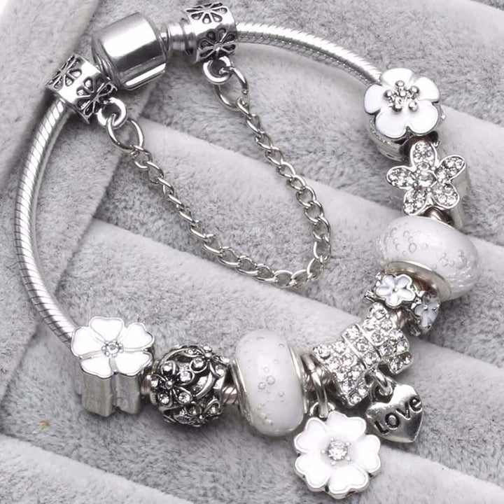 Sterling Silver 925 Bracelet with Flower-Shaped Charm | Elegant Jewelry Gift for Women