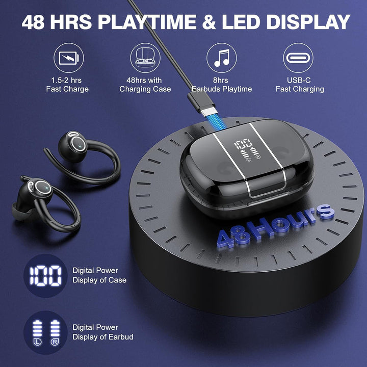 Wireless Bluetooth 5.3 Sports Earbuds with Noise Isolation and 48 Hours Playtime – Zeyora