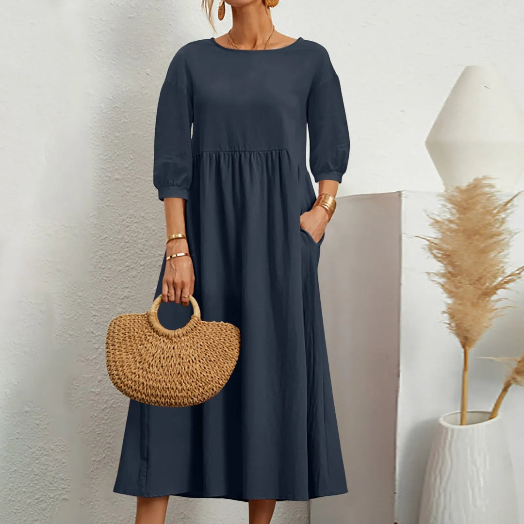 Casual Loose Patchwork Midi Dress Effortless Style Meets Everyday Comfort