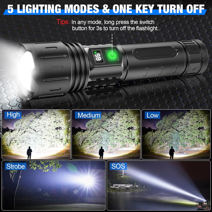 Powerful LED flashlight – up to 100,000 lumens