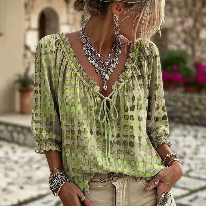 Polka-dot Ethnic-style Casual Chic Printed Shirt