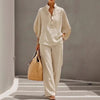 Women’s Loose Short Sleeve Top & Straight Leg Trousers