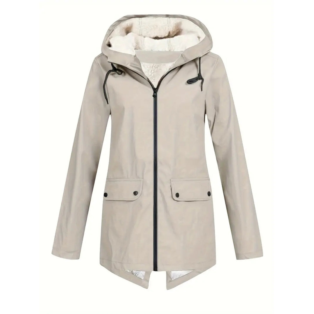 Waterproof Women's Coat – Fleece-Lined – with Hood
