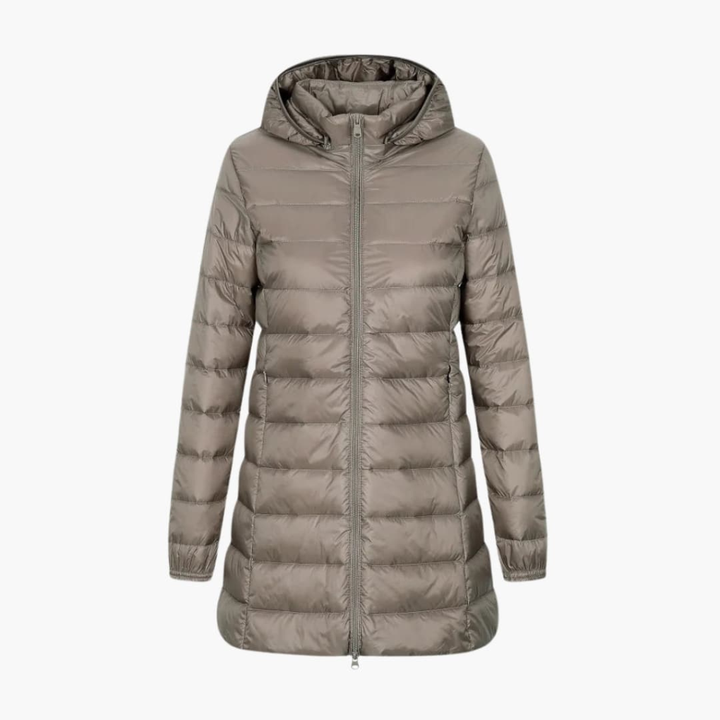 Women's Winter Down Jacket with Hood and Long Cut
