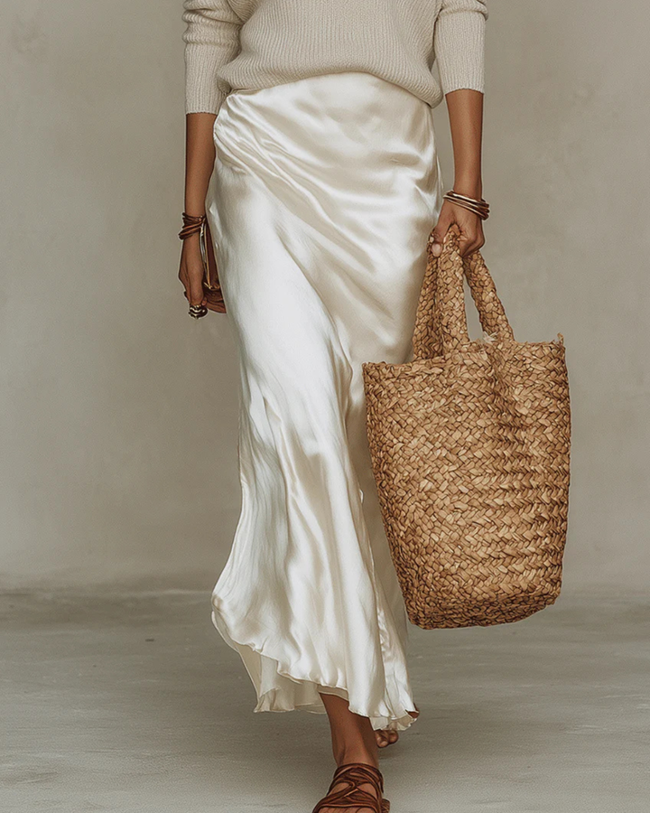 Satin Midi Dress with Cozy Sweater Set