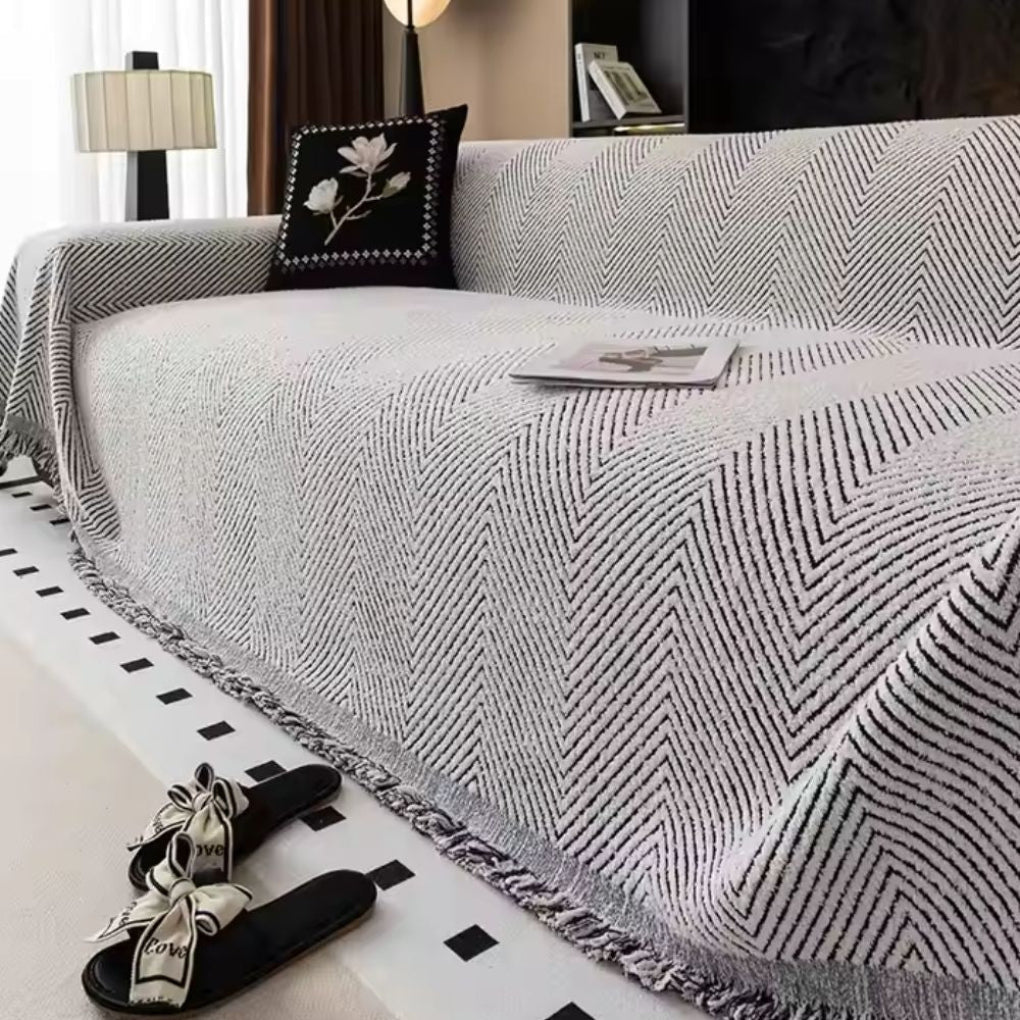 Soft Neutral Toned Cover with Fringe Edges