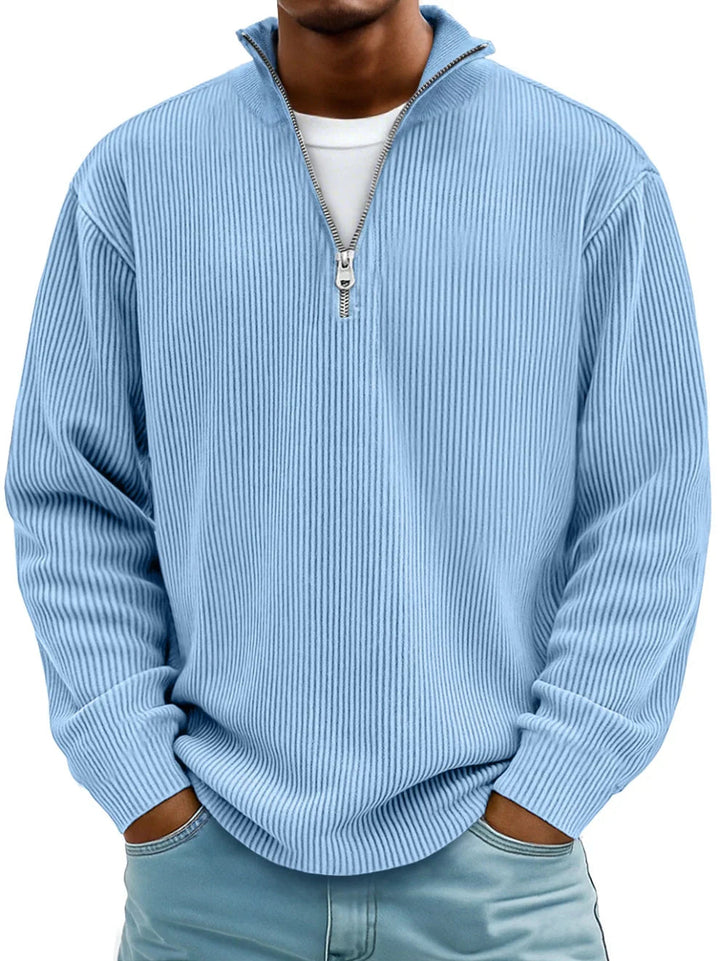 Relaxed-Fit Half-Zip Sweater in Hard-Wearing Knit
