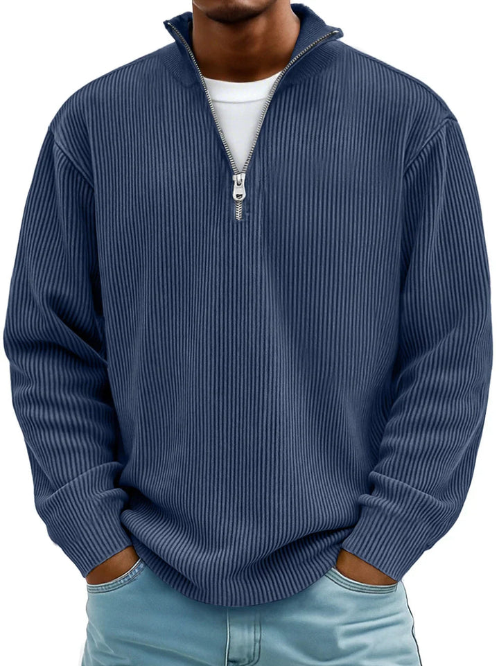 Relaxed-Fit Half-Zip Sweater in Hard-Wearing Knit